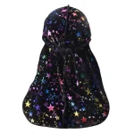 durag veludo preto estrela multicolorida