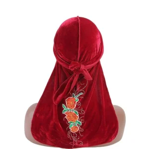 durag veludo vermelho flor