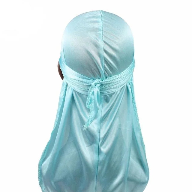 Durag de Cetim Azul Pastel