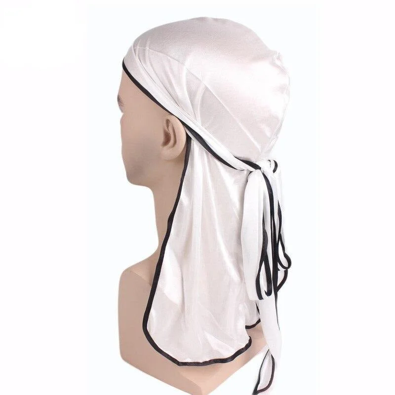 Durag Branco com Borda Preta