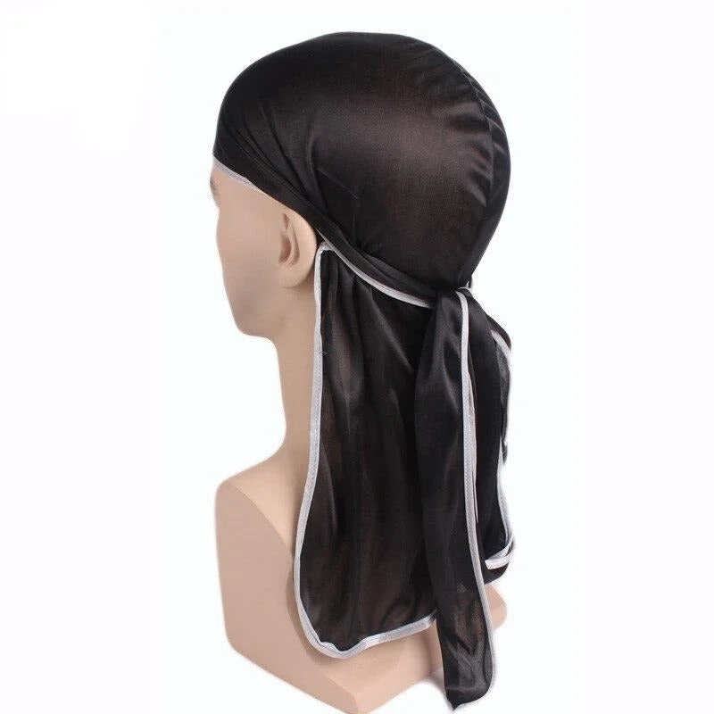 Durag Preto com Borda Cinza