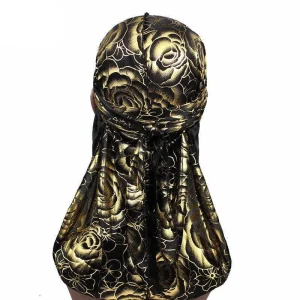 durag preto flor dourada