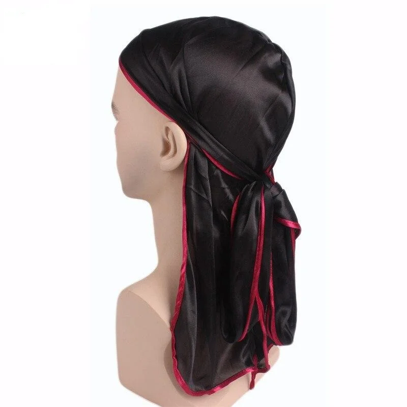 Durag Preto com Borda Rosa
