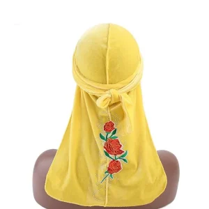 durag veludo amarelo flor