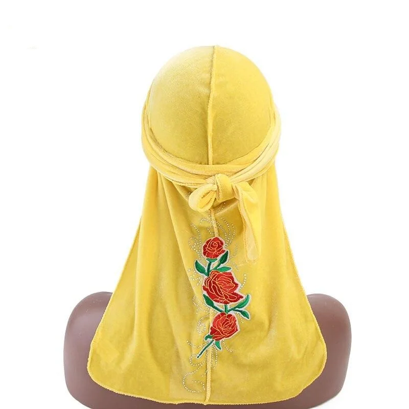 durag veludo amarelo flor