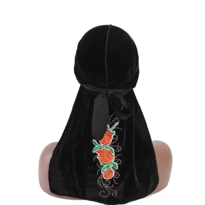 durag veludo flor preto