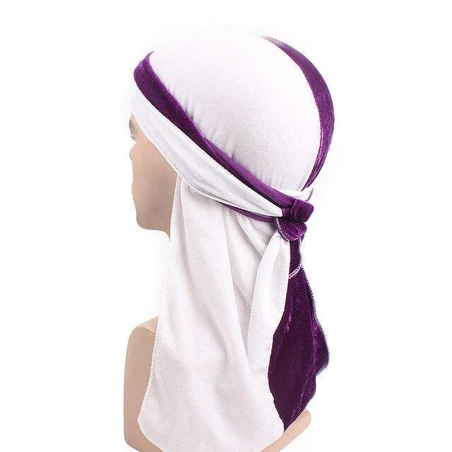 Durag Veludo Branco Roxo