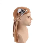 durag veludo cabeça de morte bege