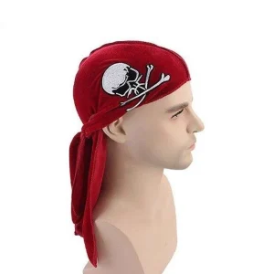 durag veludo cabeça de morte vermelha
