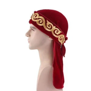 durag de veludo bordado vermelho