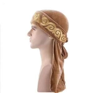 durag de veludo bordado bege