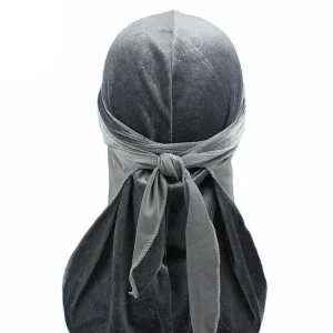 durag de veludo luxuoso cinza