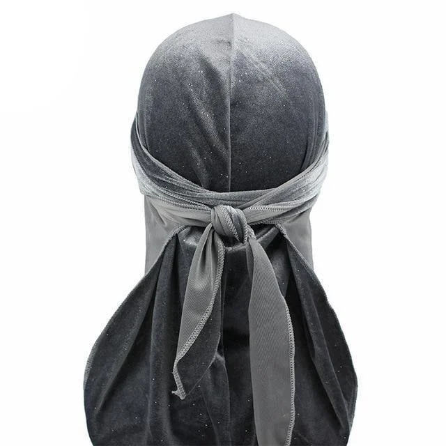 durag de veludo luxuoso cinza