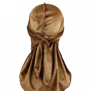 durag de veludo luxuoso dourado