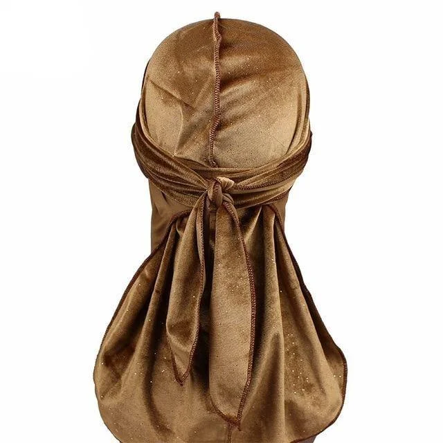 durag de veludo luxuoso dourado