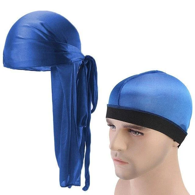 Durag Masculino Azul e Touca de Ondas