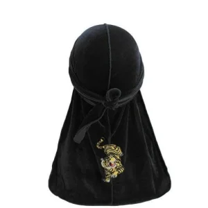 durag veludo preto padrão tigre