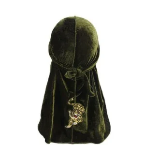 durag veludo verde padrão tigre