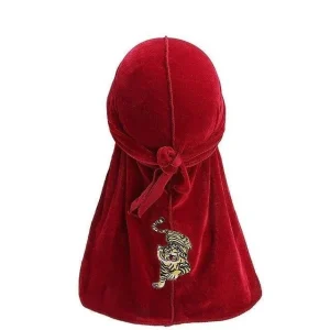 durag veludo padrão tigre vermelho