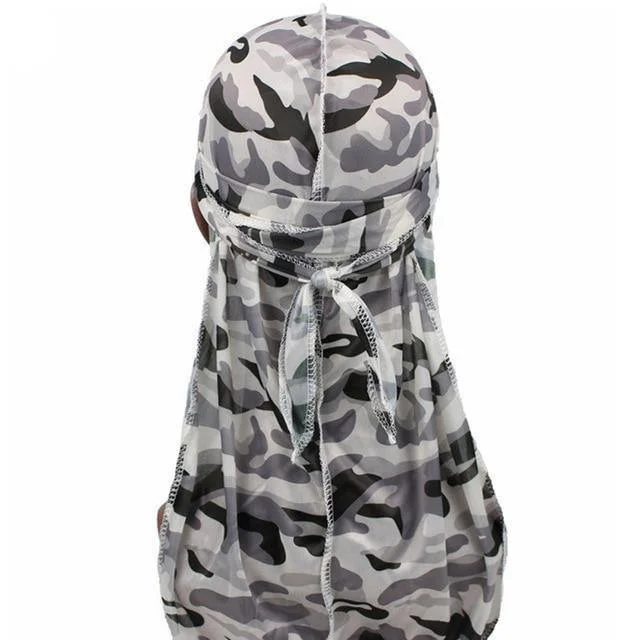 durag masculino camuflagem branco preto
