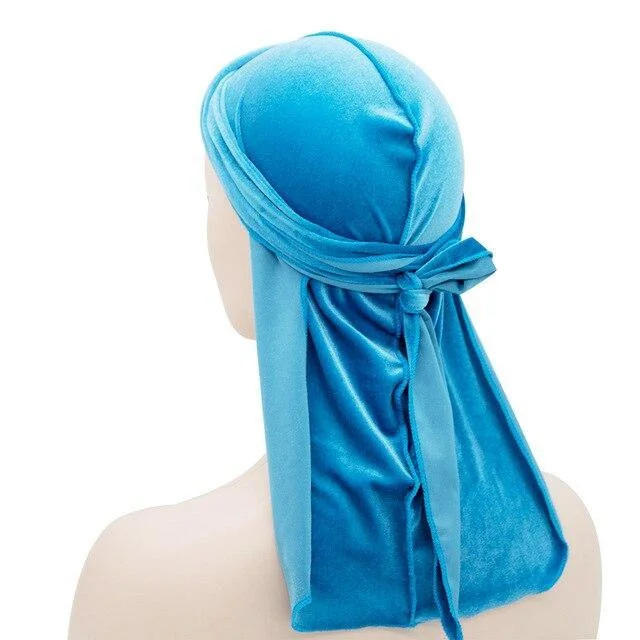 Durag de Veludo Azul Claro
