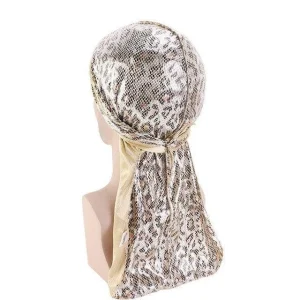 durag feminino leopardo dourado