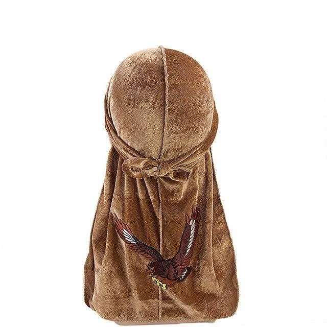 Durag Veludo Padrão Águia Marrom