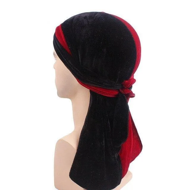 Durag Veludo Vermelho e Preto