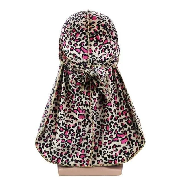 durag veludo mulher leopardo