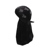 durag veludo cabeça de morte preto