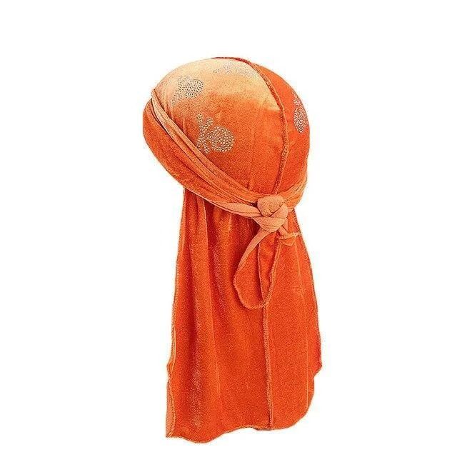 durag veludo cabeça de morte laranja