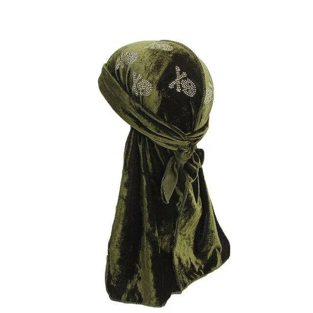 durag veludo cabeça de morte verde