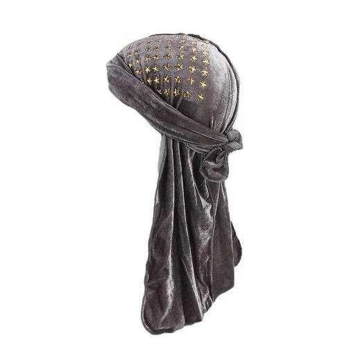 Durag Veludo Estrela Cinza