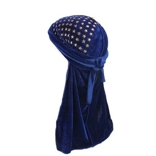Durag Veludo Estrela Azul